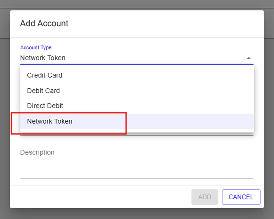 Add Account dialog on the Block/Allow screen