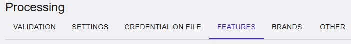 Processing Features tab